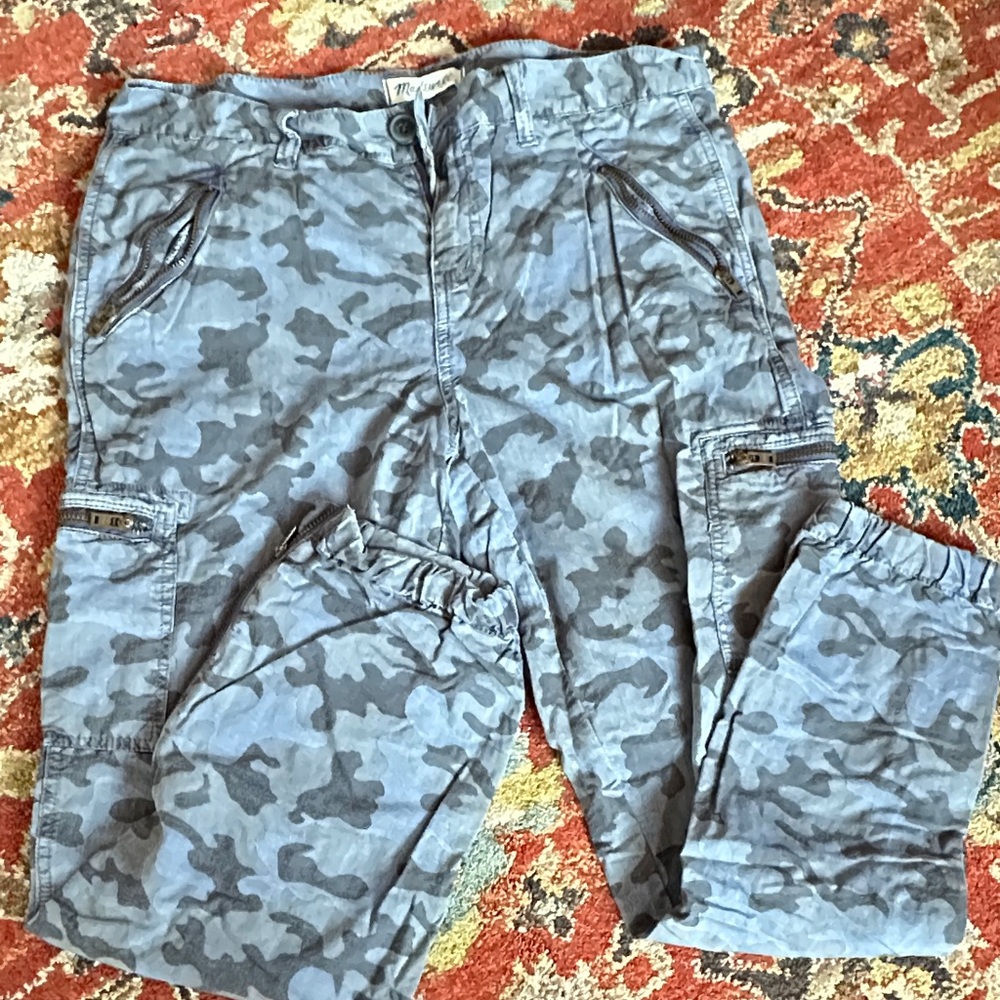 Madewell blue camouflage pants.  Size 29